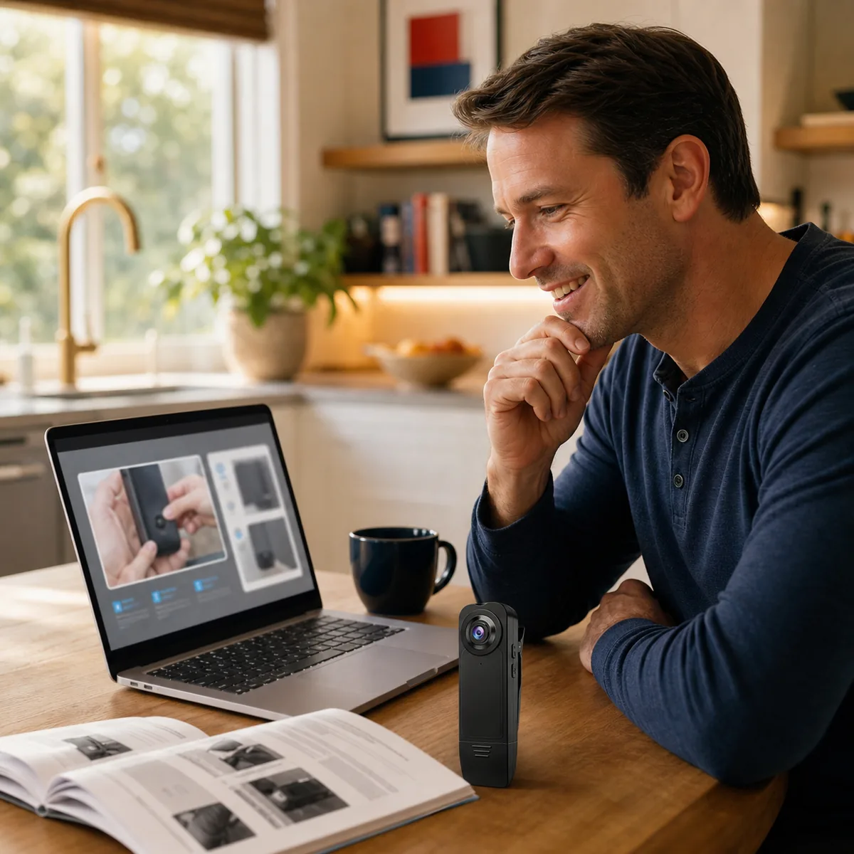 An RJBYU customer following a product tutorial at home